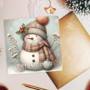 Cartão De Festividades Boho Snowman Feliz Natal