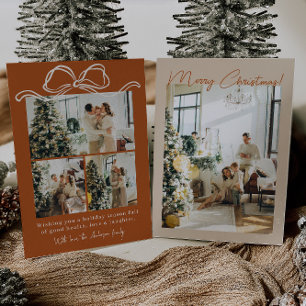 Cartão De Festividades Boho Terracotta Photo Family Feliz Natal