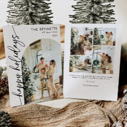 Cartão De Festividades Boho Typografia Happy Holidays Arch Photo