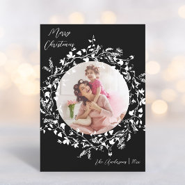 Cartão De Festividades Boho Wildflower, preto e branco