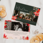 Cartão De Festividades Boho Winter Floral Feliz Natal Cinco Foto<br><div class="desc">Esta floral de inverno Merry Christmas — cartão de férias com cinco fotos de Natal tem um design brilhante e elegante com ilustrações vibrantes de aquarela de poinsetos vermelhos e cor-de-rosa e delicados verdes de inverno. Com elementos botânicos quicos como pinho, sagrado e bagas de inverno, a paleta colorida do...</div>