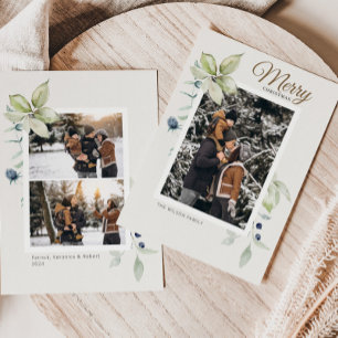 Cartão De Festividades Boho Winter Watercolor Natal Botânico