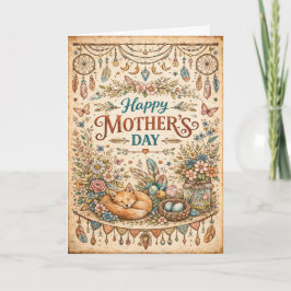 Cartão De Festividades Boho Woodland Floral Mothers Day