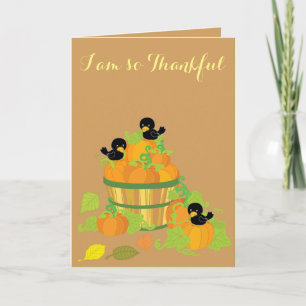 Cartão De Festividades Boinas e Pássaros de Ação de Graças