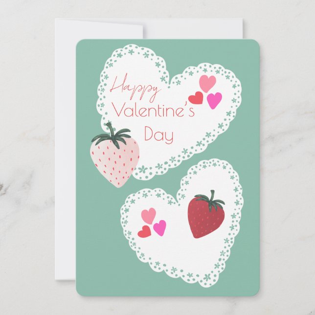 Cartão De Festividades Bois e Morangos Felizes Dia dos Namorados (Frente)