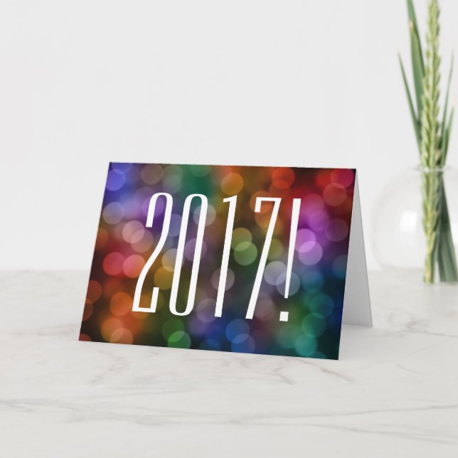 Cartão De Festividades Bokeh de 2017 (Frente)