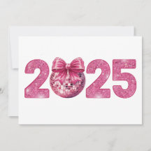 Bola de Discoteca Ano Novo Feliz 2025 Laço Rosa
