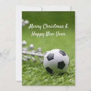 Cartão De Festividades Bola de futebol com decoração de Natal em Ho ver