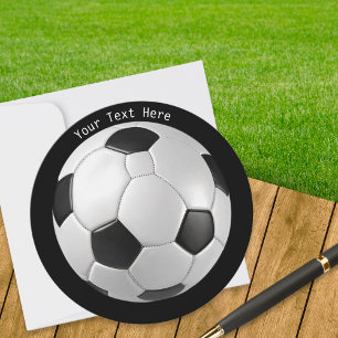 Cartão De Festividades Bola de Futebol Redonda com Texto Personalizado Mo