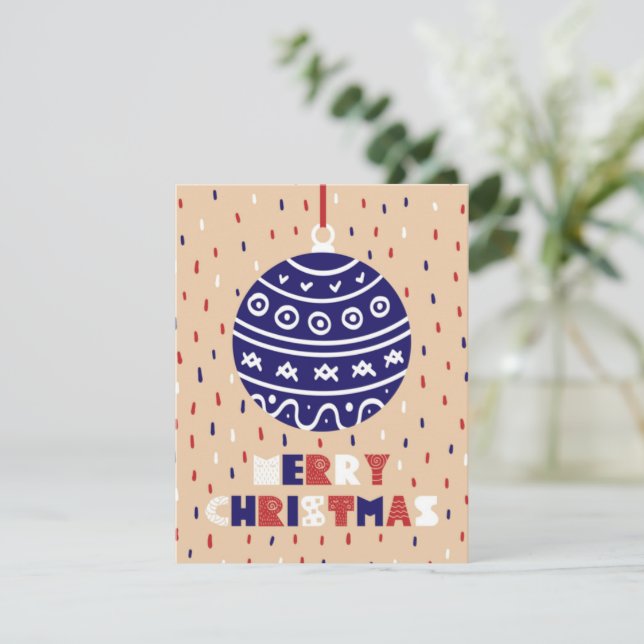 Cartão De Festividades Bola de Natal (Em pé/Frente)