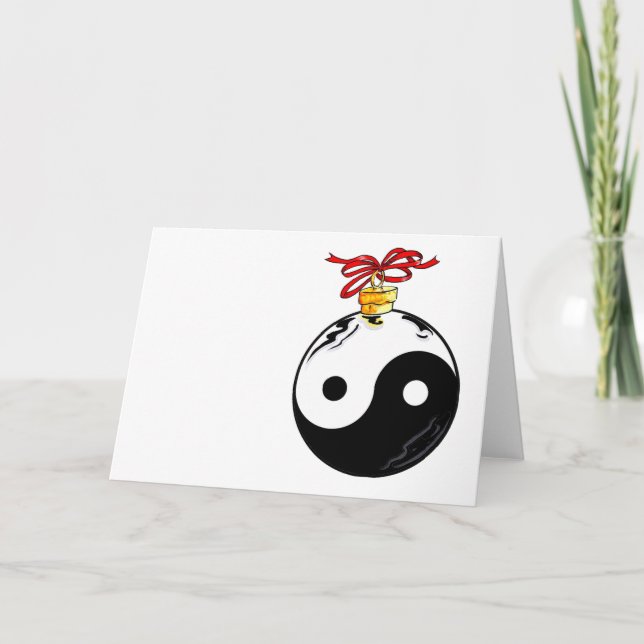 Cartão De Festividades Bola do Natal de Yin & de Yang (Frente)