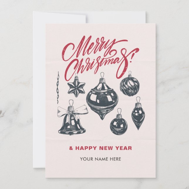 Cartão De Festividades Bolas de decoração de natal (Frente)