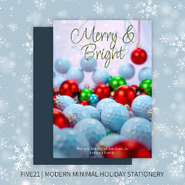 Cartão De Festividades Bolas de Golfe e ornamentos Brilhantes ・ Azul Mari