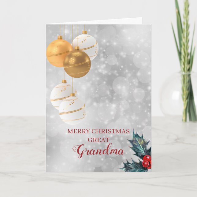 Cartão De Festividades Bolas De Natal E Holly Berries (Frente)