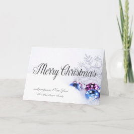 Cartão De Festividades Bolas de Natal Elegantes, Empresa de Flocos de Nev