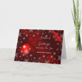 Cartão De Festividades Bolas de Natal Vermelhas, Laço Vermelho, Saudação 