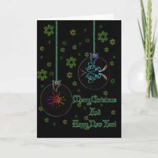 Cartão De Festividades Bolas de néon do Natal