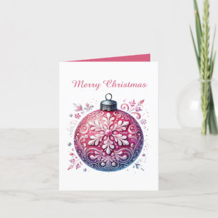 Cartão De Festividades Bolbo de Natal rosa festivo, personalizável