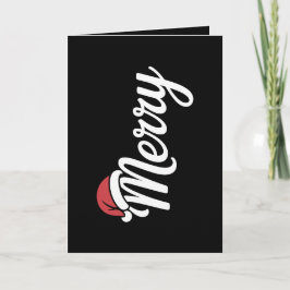 Cartão De Festividades Bold Black Merry Christmas Santa Hat