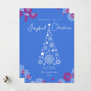 Cartão De Festividades Bold Modern Blue Calliografia Feliz Natal