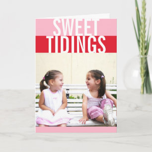 Cartão De Festividades Bold red pink candy stripe modern holiday photo