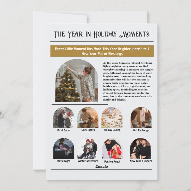 Cartão De Festividades Boletim Informativo Arquivo de Colagem de Fotos de (Verso)