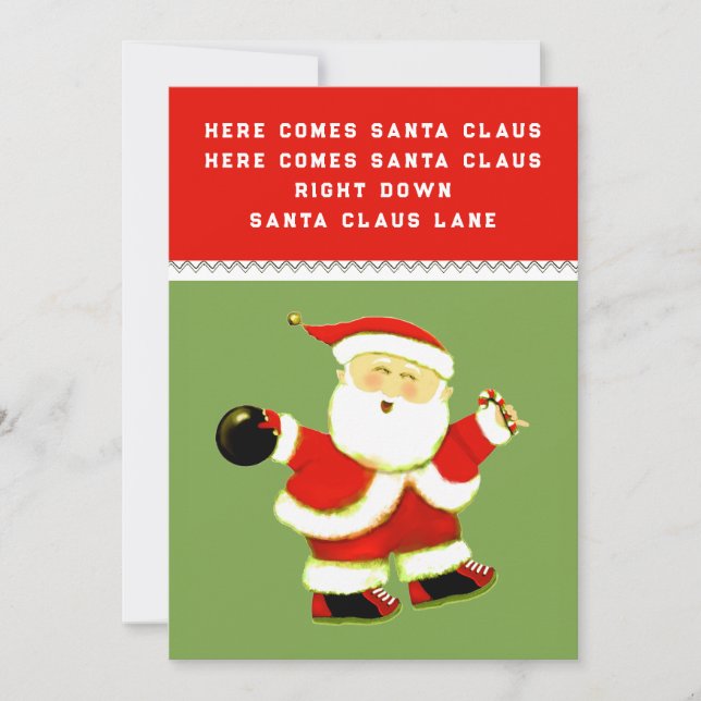 Cartão De Festividades Boliche Engraçado Natal (Frente)