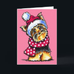 Cartão De Festividades Bolinhas do lenço do inverno de Yorkie<br><div class="desc">O clique "leu mais" para que como mude cores do fundo. Arte temático do inverno de Yorkie que faz cartões de natal originais, presentes e decoração do inverno. Arte & design por Andie da Fora-Trela Art™. Para mudar a cor do fundo, clique a laranja "personalizam-na!" abotoe abaixo da imagem de...</div>