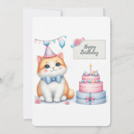Cartão De Festividades Bolo de Aniversário do Gato de Pastel Gato - Cartã