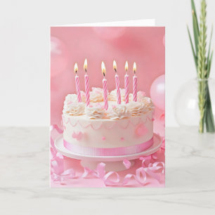 Cartão De Festividades Bolo de aniversário rosa