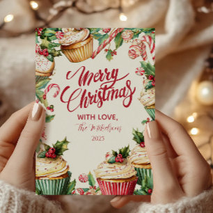 Cartão De Festividades Bolo de Natal com Listras de Doce