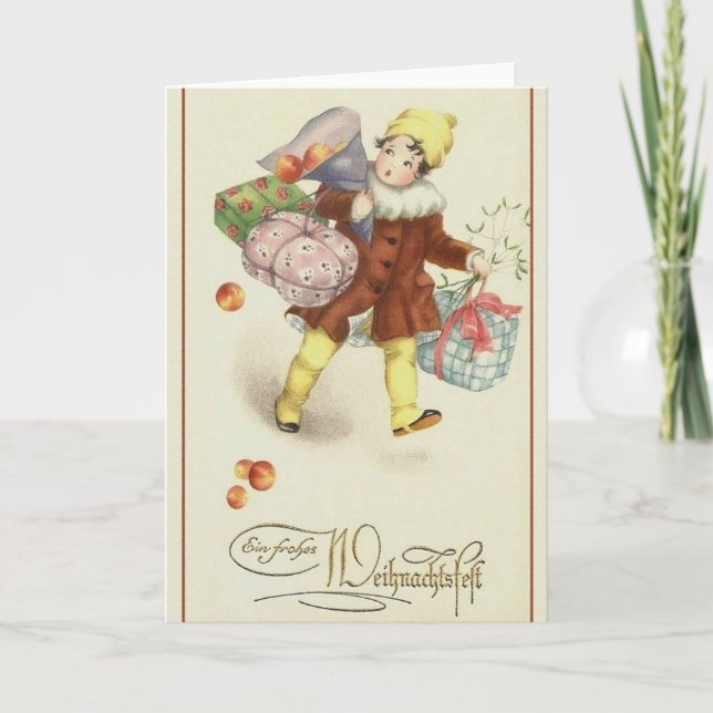 Cartão De Festividades Bolsa de Natal Retro Alemã Weihnachtsfest (Frente)