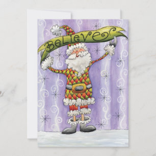 Cartão De Festividades Bom Natal de Cartoon, acredito em Papai Noel