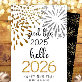 Cartão De Festividades Bom Tchau 2023 Olá Ano Novo Fogos Festivos 2024