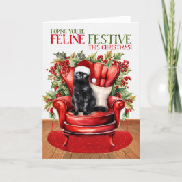 Cartão De Festividades Bombaim Natal Negro Gato FELIZ