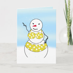 Cartão De Festividades Bombeiros de Neve de Biquíni Hora da Garota de Biq