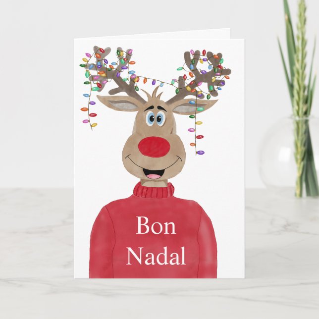Cartão De Festividades Bon Nadal, Reinador de Luzes de Natal Catalão (Frente)