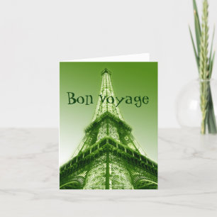 Cartão De Festividades Bon voyage Eiffel Tower Good Trip Card Green
