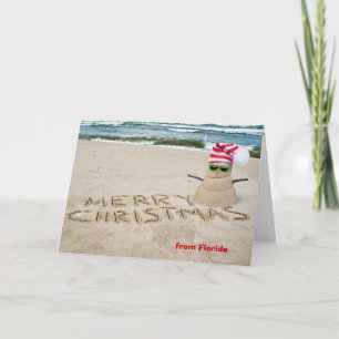 Cartão De Festividades Bondeco de neve na praia com oceano