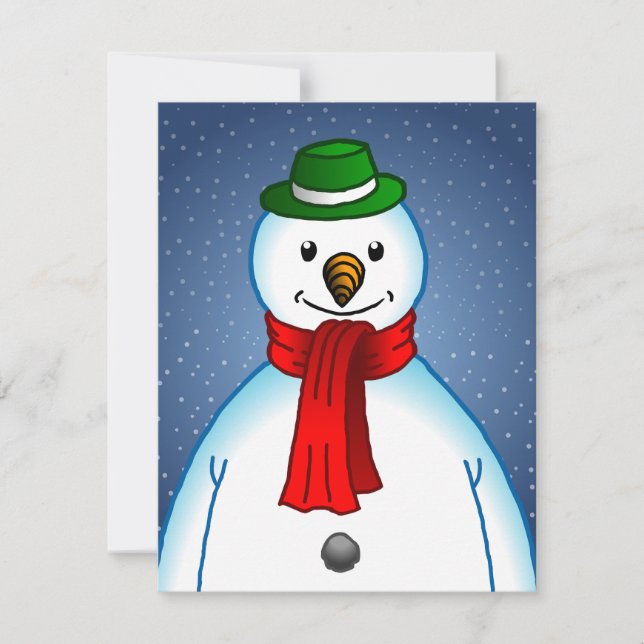 Cartão De Festividades Boneco de Neve Alegre (Frente)