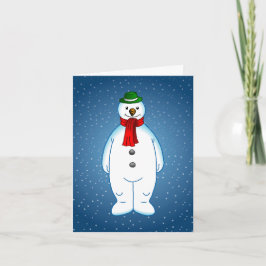 Cartão De Festividades Boneco de Neve Alegre e Feliz