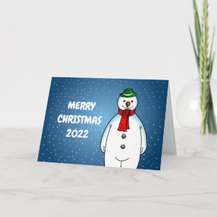Cartão De Festividades Boneco de Neve Alegre e Feliz
