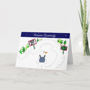 Cartão De Festividades Boneco de Neve Andando