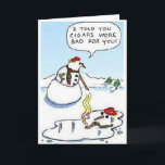 Cartão De Festividades Boneco de neve após o charuto<br><div class="desc">boneco de neve após o charuto</div>