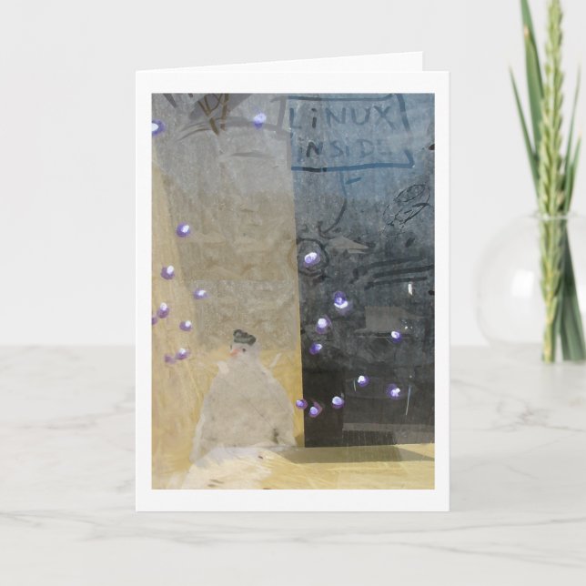 Cartão De Festividades boneco de neve através de uma janela (Frente)