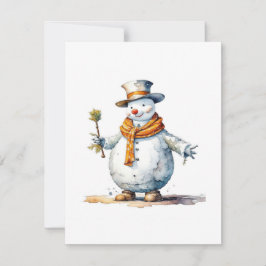 Cartão De Festividades Boneco de Neve B - Aquarelas