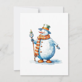 Cartão De Festividades Boneco de Neve C - Aquarelas
