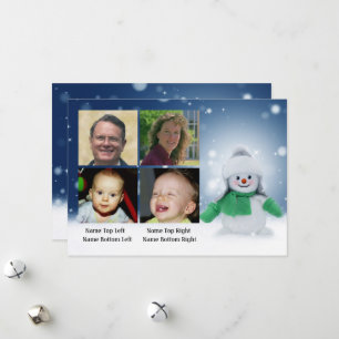 Cartão De Festividades Boneco de Neve Colorido na neve Personalize com Fo
