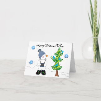 Cartão De Festividades Boneco de Neve com Câmera