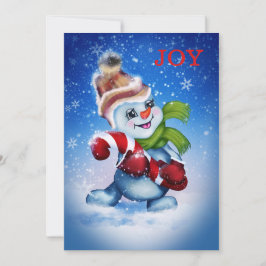 Cartão De Festividades Boneco de neve com um cachecol